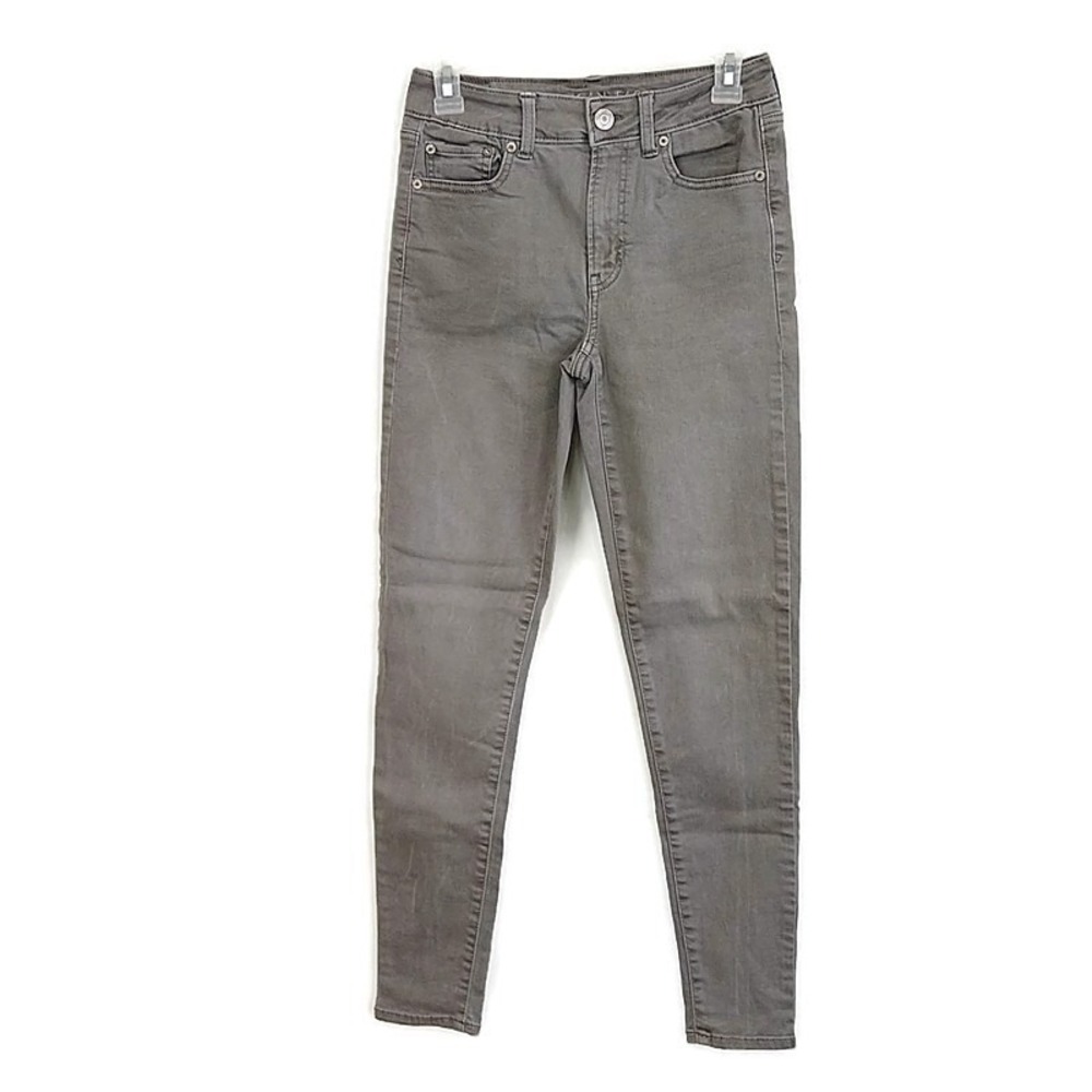 American Eagle Jeans Women 4 Regular Gray Super Stretch Skinny Mid Rise Denim